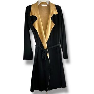 Mango MNG Suit Reversible Belted Coatigan Size One Size Tan Black Like New